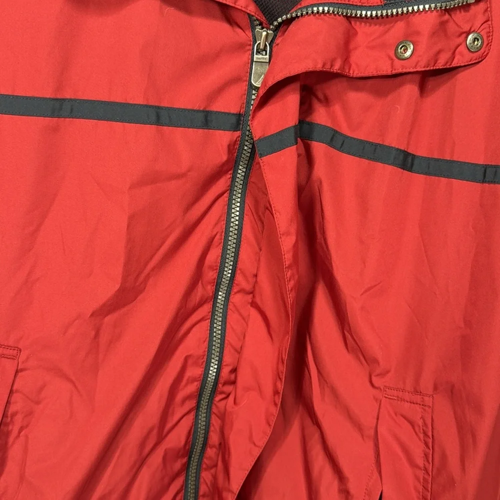Nautica Men's Red Windbreaker Hood Attached Jacket Size L